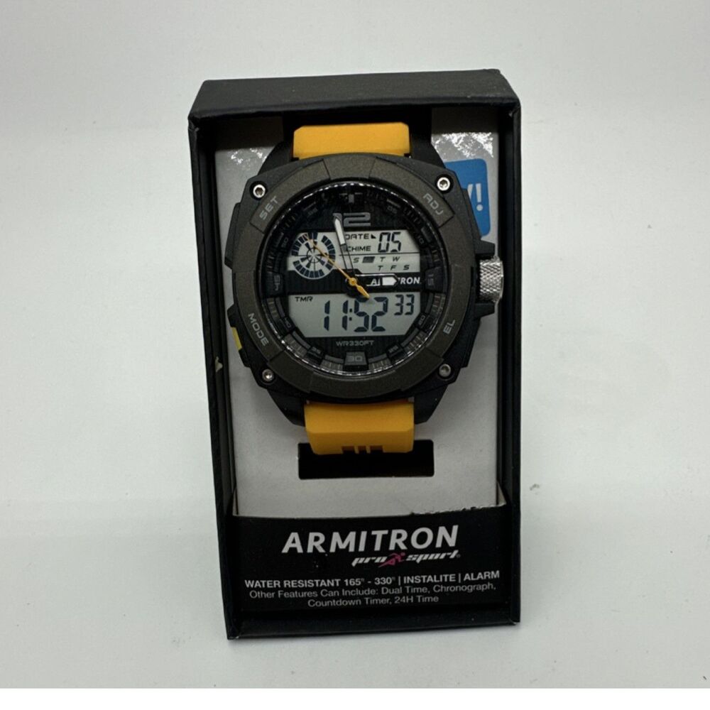 Armitron Pro Sport 20/5372BYLTB Analog Digital Quartz Watch Yellow Strap